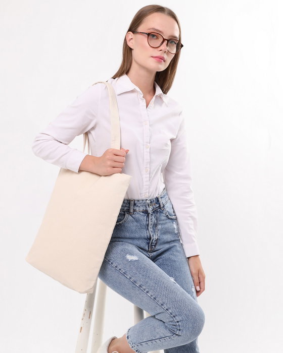 Zoozie Bags 0021 Bolso de mano de algodón 35 x 40 x 8 cm Crema